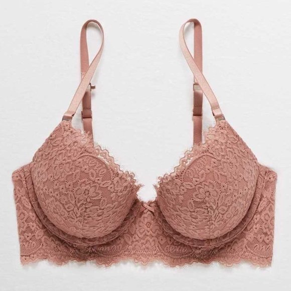 aerie Other - Aerie Pink Lace Plunge Push-up Bra